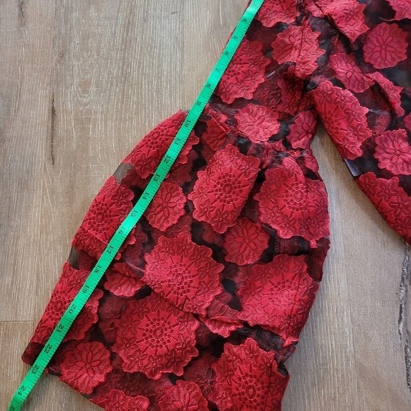 Flower Red Sheer Bodysuit Size Large - Picture 7 of 10